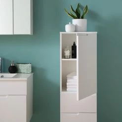 Fredriks Armoire haute Larado II - Blanc brillant / Blanc -Meubles de salle de bain Soldes 2022 1000021913 210114 07083200004 DETAILS P000000001000021913