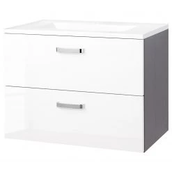 Giessbach Meuble avec vasque Zeehan I - Blanc brillant / Graphite - Largeur : 70 cm