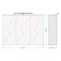Giessbach Armoire de toilette Zeehan I - Avec éclairage - Blanc - Largeur : 90 cm -Meubles de salle de bain Soldes 2022 1000047740 211005 1253210000505 SKETCH DETAILS P000000001000047740 sketch