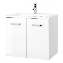 Giessbach Meuble avec vasque Zeehan II - Blanc brillant / Blanc - Largeur : 60 cm