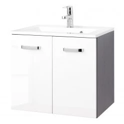 Giessbach Meuble avec vasque Zeehan II - Blanc brillant / Graphite - Largeur : 60 cm