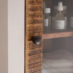 Maison Belfort Armoire haute Newhaven - Manguier partiellement massif - Manguier / Blanc -Meubles de salle de bain Soldes 2022 1000050926 190917 11084300004 DETAILS P000000001000050926