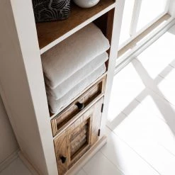 Maison Belfort Armoire haute Newhaven - Manguier partiellement massif - Manguier / Blanc -Meubles de salle de bain Soldes 2022 1000050926 190917 11084300005 DETAILS P000000001000050926