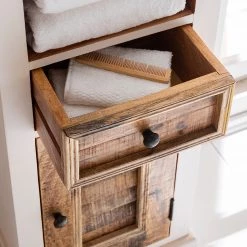 Maison Belfort Armoire haute Newhaven - Manguier partiellement massif - Manguier / Blanc -Meubles de salle de bain Soldes 2022 1000050926 190917 11084300007 DETAILS P000000001000050926