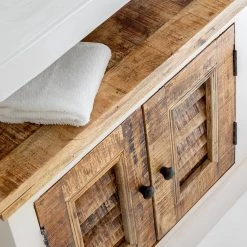 Maison Belfort Meuble sous-vasque Newhaven - Manguier partiellement massif - Manguier / Blanc -Meubles de salle de bain Soldes 2022 1000050931 190917 11084300017 DETAILS P000000001000050931