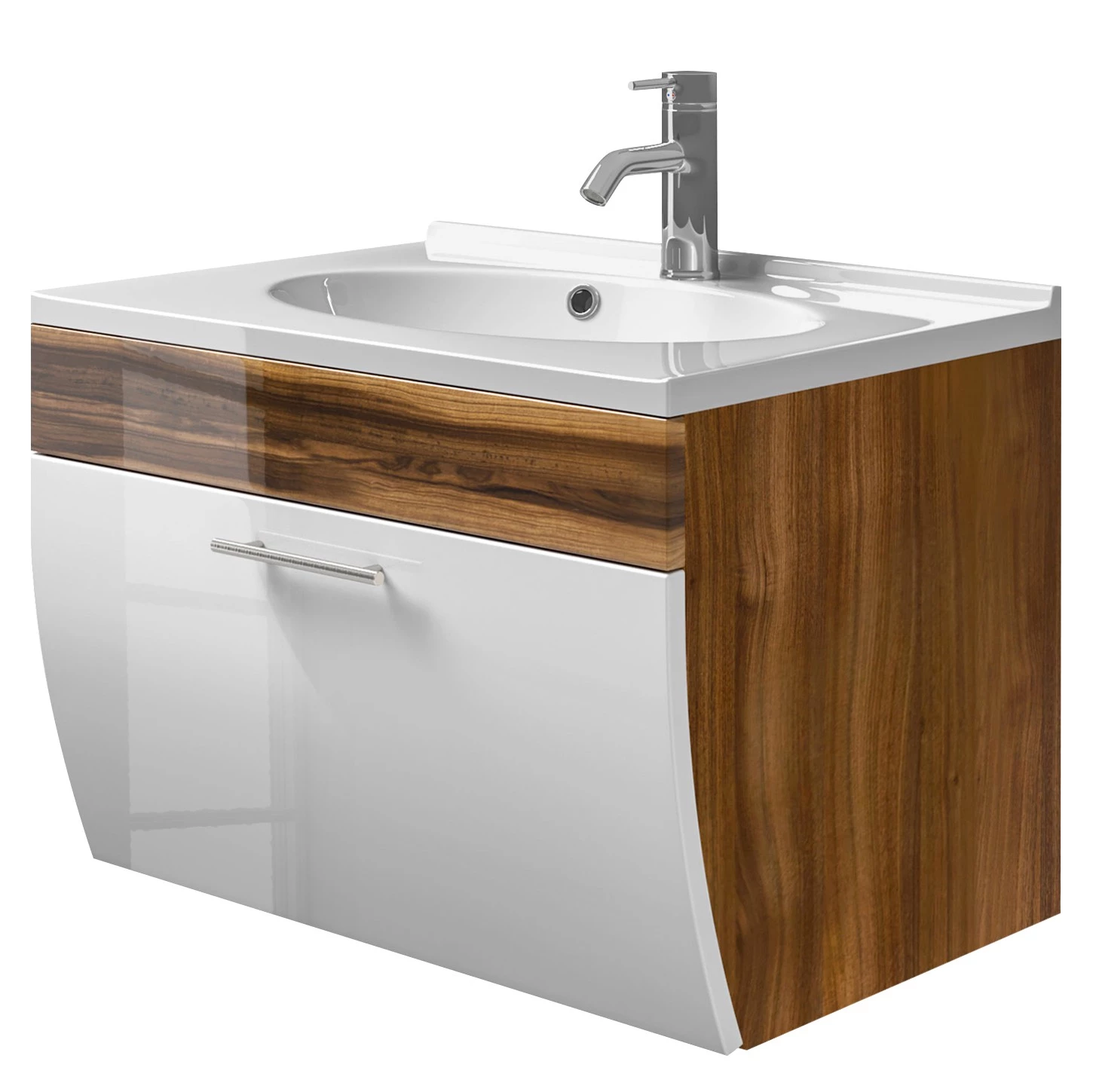 Posseik Elément lavaboTara - Imitation noyer - Blanc 3 Posseik Elément lavaboTara - Imitation noyer - Blanc