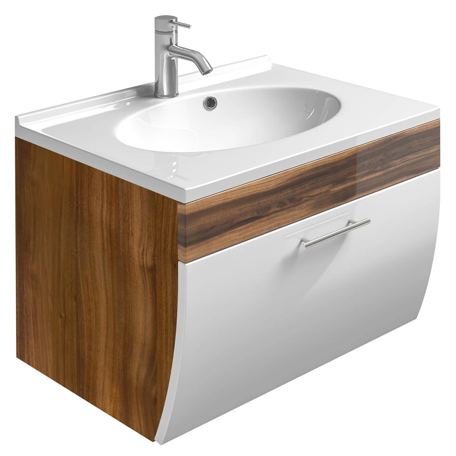 Posseik Elément lavaboTara - Imitation noyer - Blanc 6 Posseik Elément lavaboTara - Imitation noyer - Blanc – Image 4