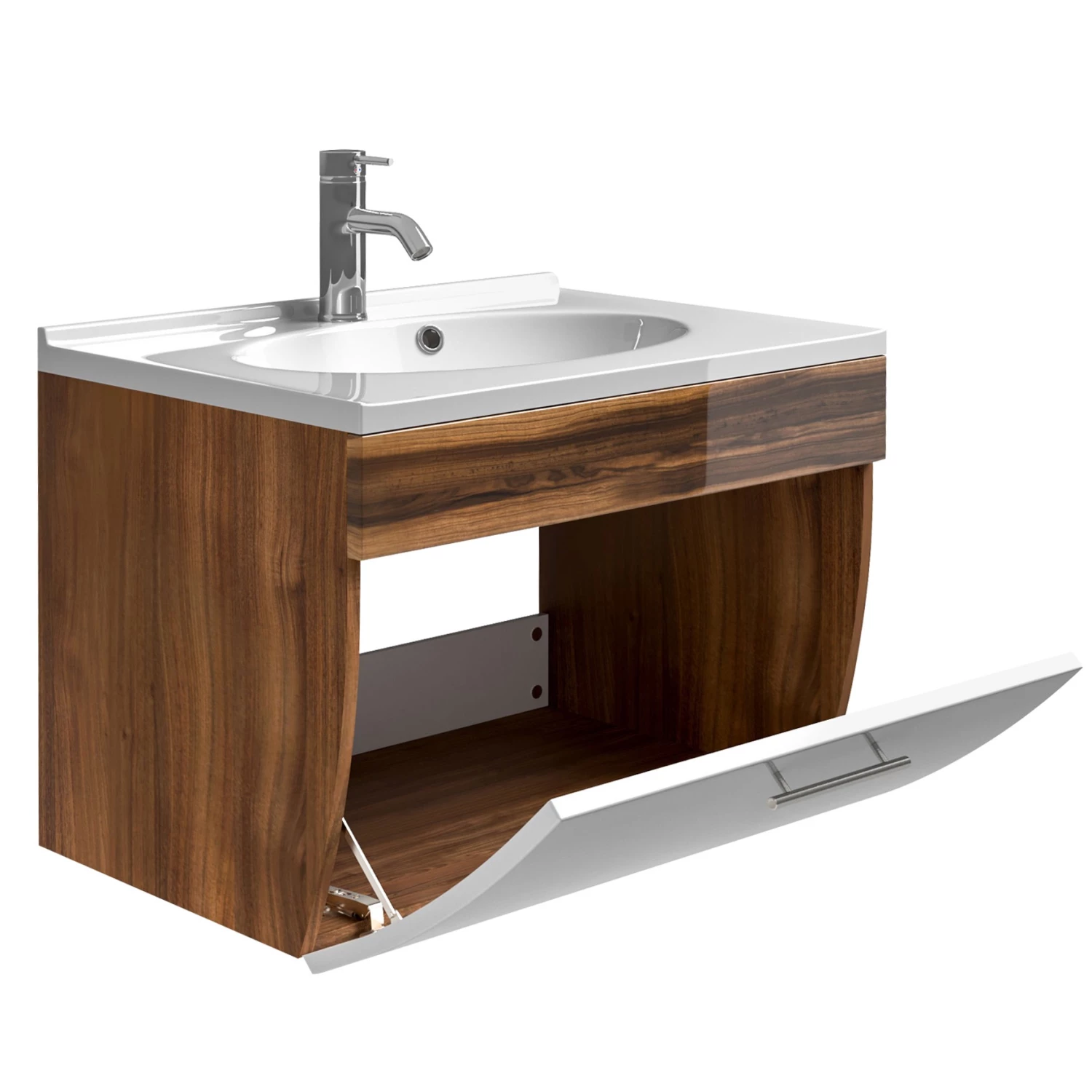 Posseik Elément lavaboTara - Imitation noyer - Blanc 9 Posseik Elément lavaboTara - Imitation noyer - Blanc – Image 7