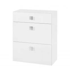 Schildmeyer Armoire basse Genf - Blanc brillant / Blanc - Equipé de 3 tiroirs