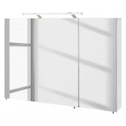 Schildmeyer Armoire avec miroir Dusty I - Avec éclairage - Blanc brillant - Largeur : 100 cm