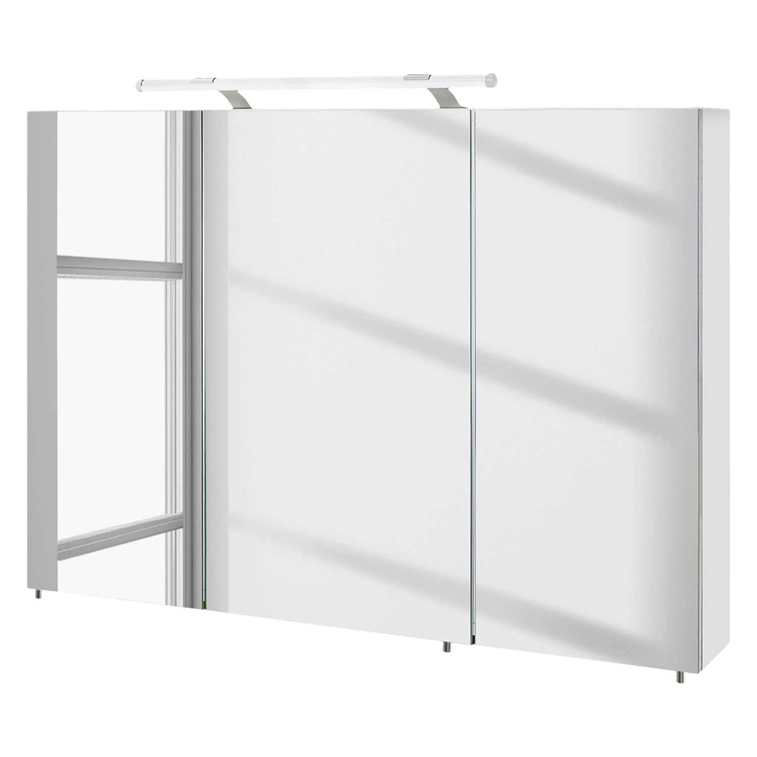 Schildmeyer Armoire avec miroir Dusty I - Avec éclairage - Blanc brillant - Largeur : 100 cm 3 Schildmeyer Armoire avec miroir Dusty I - Avec éclairage - Blanc brillant - Largeur : 100 cm