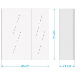 Trendteam Armoire de toilette Porto - Blanc / Imitation chêne brut de sciage -Meubles de salle de bain Soldes 2022 1000121975 211014 165805000529 SKETCH DETAILS P000000001000121975 sketch