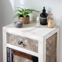 Wolf-Möbel Armoire midi Goa White - Partiellement en manguier massif - Blanc / Multicolore -Meubles de salle de bain Soldes 2022 1000123292 180808 14485734 GALLERYIMAGES P000000001000123292