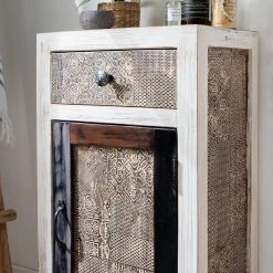 Wolf-Möbel Armoire midi Goa White - Partiellement en manguier massif - Blanc / Multicolore -Meubles de salle de bain Soldes 2022 1000123292 180808 14485736 GALLERYIMAGES P000000001000123292