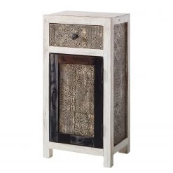 Wolf-Möbel Armoire midi Goa White - Partiellement en manguier massif - Blanc / Multicolore