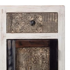 Wolf-Möbel Armoire midi Goa White - Partiellement en manguier massif - Blanc / Multicolore -Meubles de salle de bain Soldes 2022 1000123292 190806 13050500006 DETAILS P000000001000123292