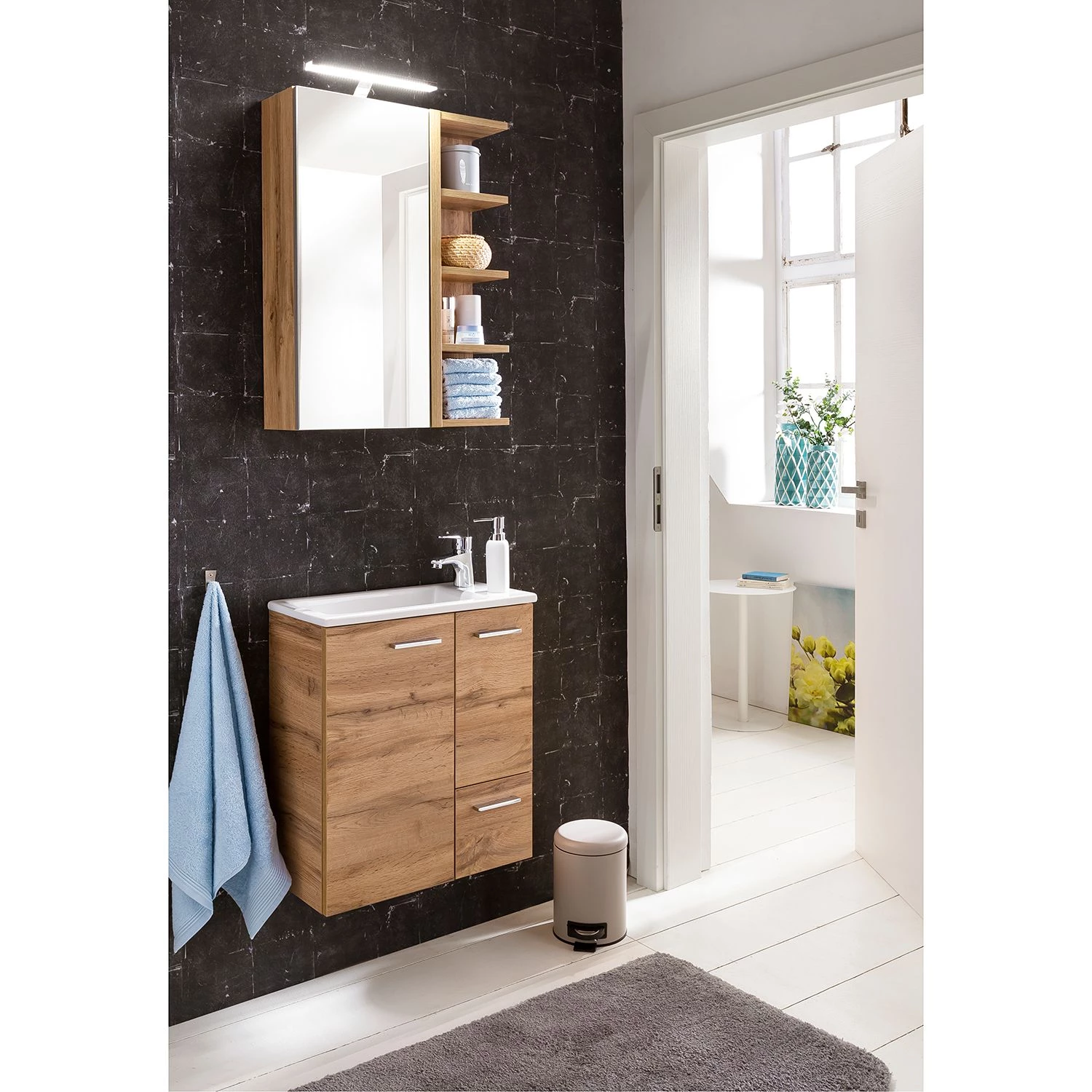 Schildmeyer Armoire de toilette Matteo - Imitation chêne de Navarra 4 Schildmeyer Armoire de toilette Matteo - Imitation chêne de Navarra – Image 2