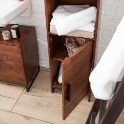 Ars manufacti Colonne de salle de bain Woodston - Acacia massif / Fer - Acacia brun -Meubles de salle de bain Soldes 2022 1000125859 190326 07524600052 GALLERYIMAGES P000000001000125859