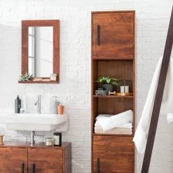 Ars manufacti Colonne de salle de bain Woodston - Acacia massif / Fer - Acacia brun -Meubles de salle de bain Soldes 2022 1000125859 190326 07524600055 GALLERYIMAGES P000000001000125859