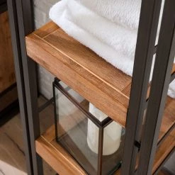 Ars manufacti Étagère de salle de bain Manchester - Acacia massif / Métal - Acacia / Anthracite - Hauteur : 115 cm -Meubles de salle de bain Soldes 2022 1000126702 190603 10220300020 GALLERYIMAGES P000000001000126702