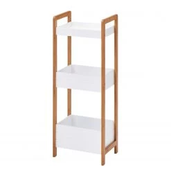 Zeller Étagère de salle de bain Osby - Partiellement en bambou massif - Blanc / Bambou