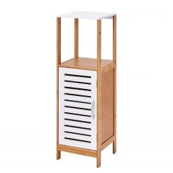 Zeller Meuble bas Avola I - Partiellement en bambou massif - Blanc / Bambou