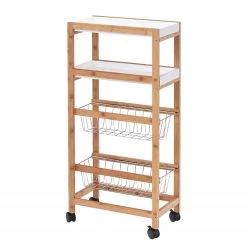 Zeller Desserte Mala - Partiellement en bambou massif - Bambou / Blanc