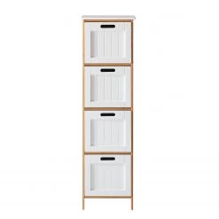 Giessbach Armoire salle de bain Jakob - Partiellement en bambou massif - Blanc mat / Bambou - Hauteur : 111 cm -Meubles de salle de bain Soldes 2022 1000135003 190612 11221800010 GALLERYIMAGES P000000001000135003