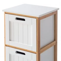 Giessbach Armoire salle de bain Jakob - Partiellement en bambou massif - Blanc mat / Bambou - Hauteur : 111 cm -Meubles de salle de bain Soldes 2022 1000135003 190612 11221800013 GALLERYIMAGES P000000001000135003