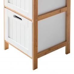 Giessbach Armoire salle de bain Jakob - Partiellement en bambou massif - Blanc mat / Bambou - Hauteur : 111 cm -Meubles de salle de bain Soldes 2022 1000135003 190612 11221800014 GALLERYIMAGES P000000001000135003