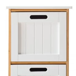 Giessbach Armoire salle de bain Jakob - Partiellement en bambou massif - Blanc mat / Bambou - Hauteur : 111 cm -Meubles de salle de bain Soldes 2022 1000135003 190612 11221800015 GALLERYIMAGES P000000001000135003