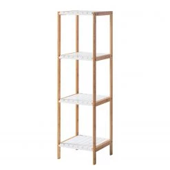 Giessbach Étagère Jakob I - Partiellement en bambou massif - Blanc mat / Bambou - Hauteur : 114 cm