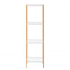 Giessbach Étagère Jakob I - Partiellement en bambou massif - Blanc mat / Bambou - Hauteur : 114 cm -Meubles de salle de bain Soldes 2022 1000135013 190612 11221900058 GALLERYIMAGES P000000001000135013