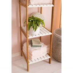 Giessbach Étagère Jakob I - Partiellement en bambou massif - Blanc mat / Bambou - Hauteur : 114 cm -Meubles de salle de bain Soldes 2022 1000135013 190709 14424900040 DETAILS P000000001000135013