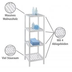 WENKO Étagère Norway II - Noyer massif - Noyer blanc - Hauteur : 112 cm -Meubles de salle de bain Soldes 2022 1000138145 200519 12504400135 DETAILS P000000001000138145