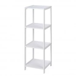 WENKO Étagère Oslo I - Noyer massif - Blanc - Hauteur : 112 cm