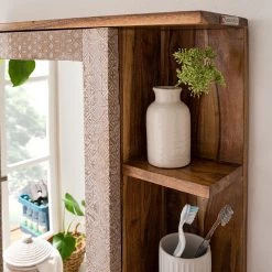 Ars manufacti Armoire de toilette Buuda - Partiellement en acacia massif - Écru / Acacia -Meubles de salle de bain Soldes 2022 1000145835 190808 12522500003 DETAILS P000000001000145835