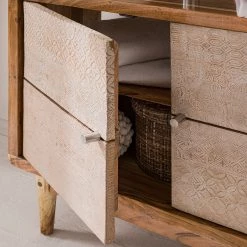 Ars manufacti Meuble sous lavabo Buuda - Partiellement en acacia massif - Écru / Acacia -Meubles de salle de bain Soldes 2022 1000145837 190808 12522500013 DETAILS P000000001000145837