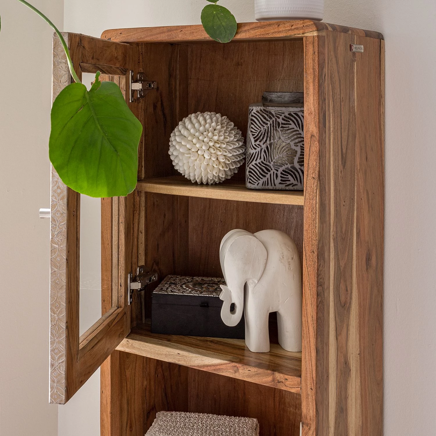 Ars manufacti Armoire colonne Buuda - Partiellement en acacia massif - Écru / Acacia 14 Ars manufacti Armoire colonne Buuda - Partiellement en acacia massif - Écru / Acacia – Image 12