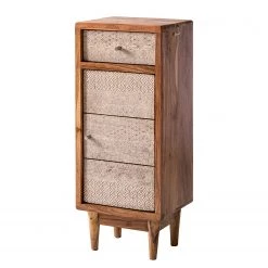 Ars manufacti Meuble bas Buuda - Partiellement en acacia massif - Écru / Acacia