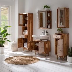 Ars manufacti Meuble bas Buuda - Partiellement en acacia massif - Écru / Acacia -Meubles de salle de bain Soldes 2022 1000145839 191203 13310600005 MOOD DETAILS P000000001000145839 mood