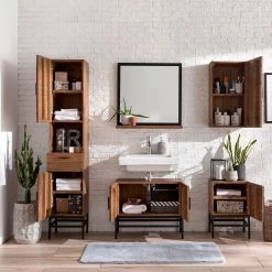 Ars manufacti Meuble haut Grasby - Pin massif / Métal - Pin / Noir -Meubles de salle de bain Soldes 2022 1000147154 190814 13244400018 MOOD DETAILS P000000001000147154 mood