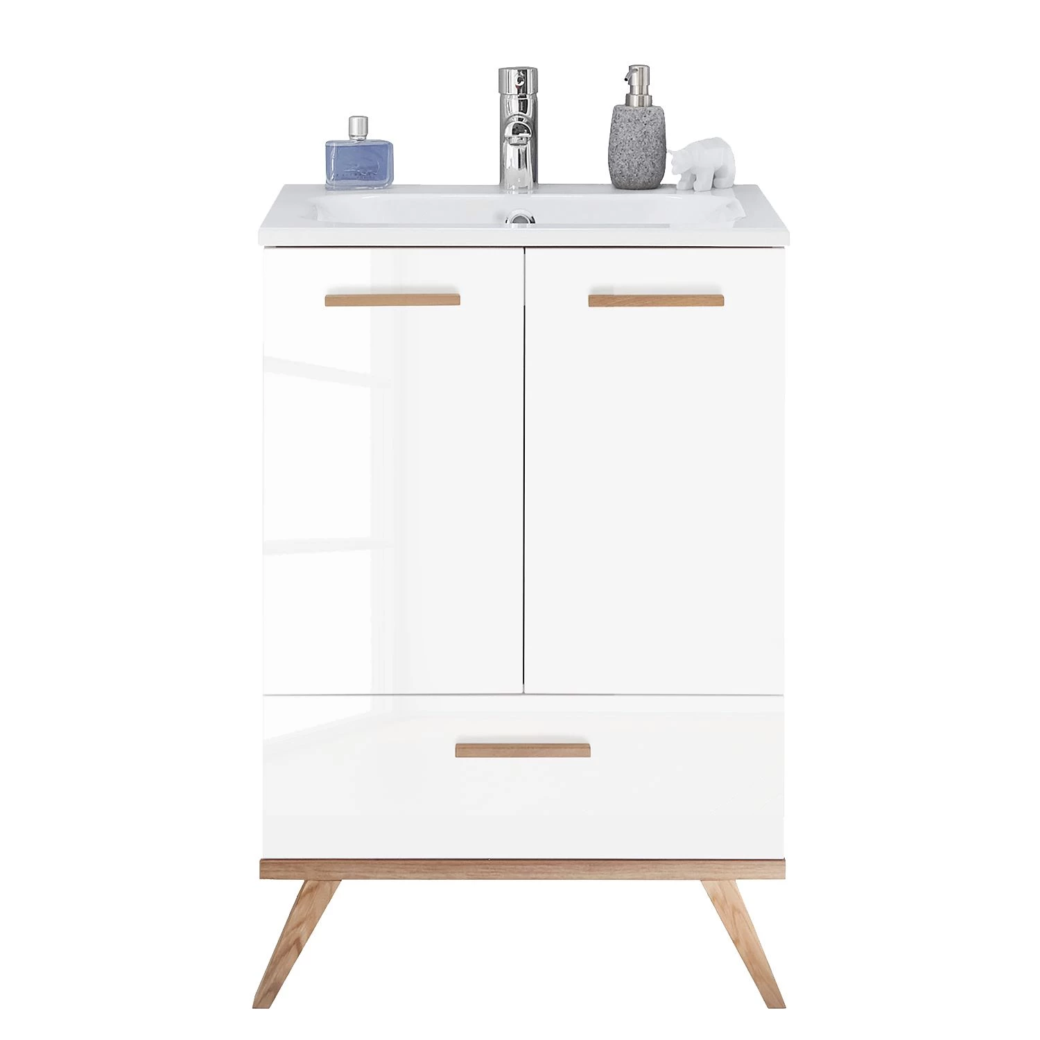 Pelipal Meuble avec vasque Quickset 923 I - Blanc / Imitation chêne de Riviera 5 Pelipal Meuble avec vasque Quickset 923 I - Blanc / Imitation chêne de Riviera – Image 3