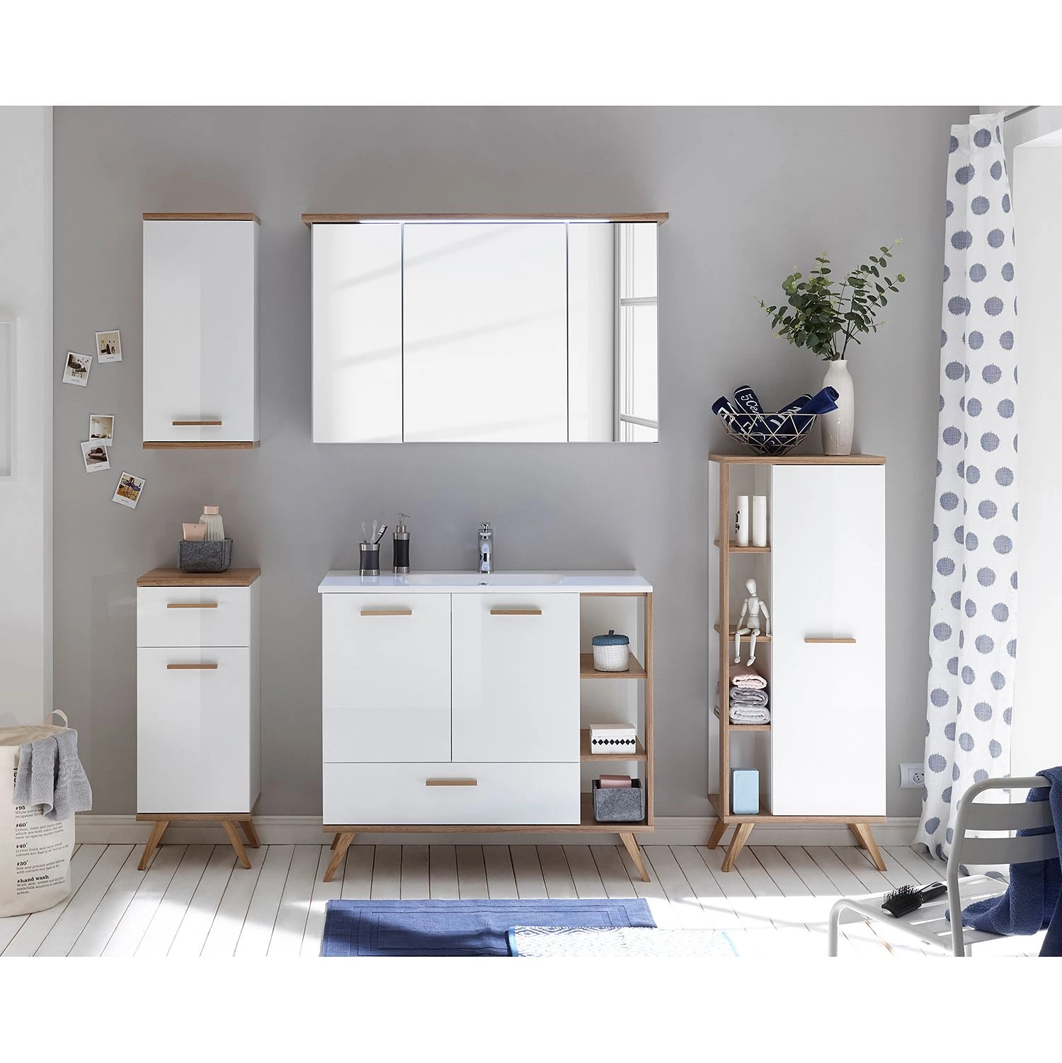 Pelipal Meuble avec vasque Quickset 923 II - Blanc / Imitation chêne de Riviera 6 Pelipal Meuble avec vasque Quickset 923 II - Blanc / Imitation chêne de Riviera – Image 4