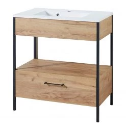 Germania Meuble avec vasque Gintano - Imitation chêne de Navarre / Noir