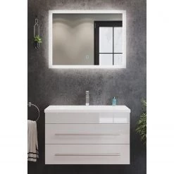 Posseik Salle de bain Carpo (2 éléments) - Blanc brillant - Largeur : 80 cm