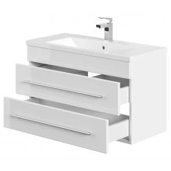 Posseik Salle de bain Carpo (2 éléments) - Blanc brillant - Largeur : 80 cm -Meubles de salle de bain Soldes 2022 1000150312 210623 13360100018 DETAILS P000000001000150312