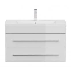 Posseik Salle de bain Carpo (2 éléments) - Blanc brillant - Largeur : 80 cm -Meubles de salle de bain Soldes 2022 1000150312 210623 13360100019 DETAILS P000000001000150312