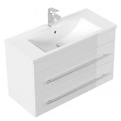 Posseik Salle de bain Carpo (2 éléments) - Blanc brillant - Largeur : 80 cm -Meubles de salle de bain Soldes 2022 1000150312 210623 13360100020 DETAILS P000000001000150312