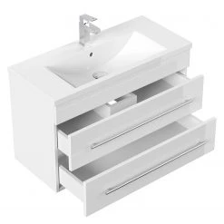 Posseik Salle de bain Carpo (2 éléments) - Blanc brillant - Largeur : 80 cm -Meubles de salle de bain Soldes 2022 1000150312 210623 13360100021 DETAILS P000000001000150312